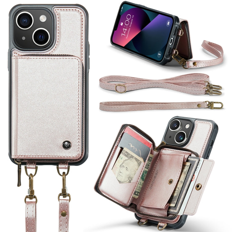 JEEHOOD Custodia per telefono in pelle con cerniera serie C22 con doppio cordino, For iPhone 13, For iPhone 13 Pro, For iPhone 13 Pro Max, For iPhone 12
