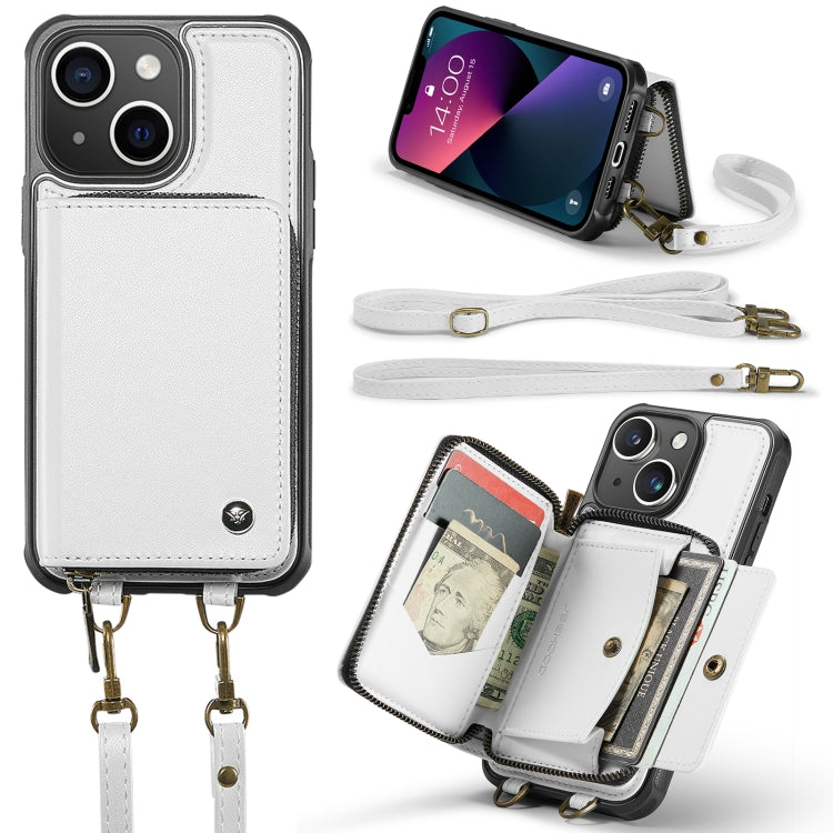 JEEHOOD Custodia per telefono in pelle con cerniera serie C22 con doppio cordino, For iPhone 13, For iPhone 13 Pro, For iPhone 13 Pro Max, For iPhone 12