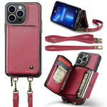 JEEHOOD Custodia per telefono in pelle con cerniera serie C22 con doppio cordino, For iPhone 13, For iPhone 13 Pro, For iPhone 13 Pro Max, For iPhone 12
