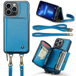JEEHOOD Custodia per telefono in pelle con cerniera serie C22 con doppio cordino, For iPhone 13, For iPhone 13 Pro, For iPhone 13 Pro Max, For iPhone 12