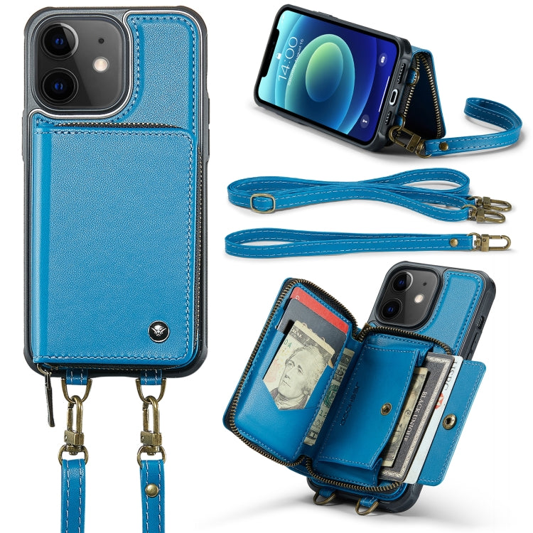 JEEHOOD Custodia per telefono in pelle con cerniera serie C22 con doppio cordino, For iPhone 13, For iPhone 13 Pro, For iPhone 13 Pro Max, For iPhone 12