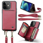 JEEHOOD Custodia per telefono in pelle con cerniera serie C22 con doppio cordino, For iPhone 13, For iPhone 13 Pro, For iPhone 13 Pro Max, For iPhone 12