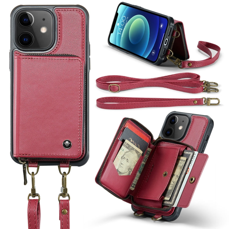 JEEHOOD Custodia per telefono in pelle con cerniera serie C22 con doppio cordino, For iPhone 13, For iPhone 13 Pro, For iPhone 13 Pro Max, For iPhone 12