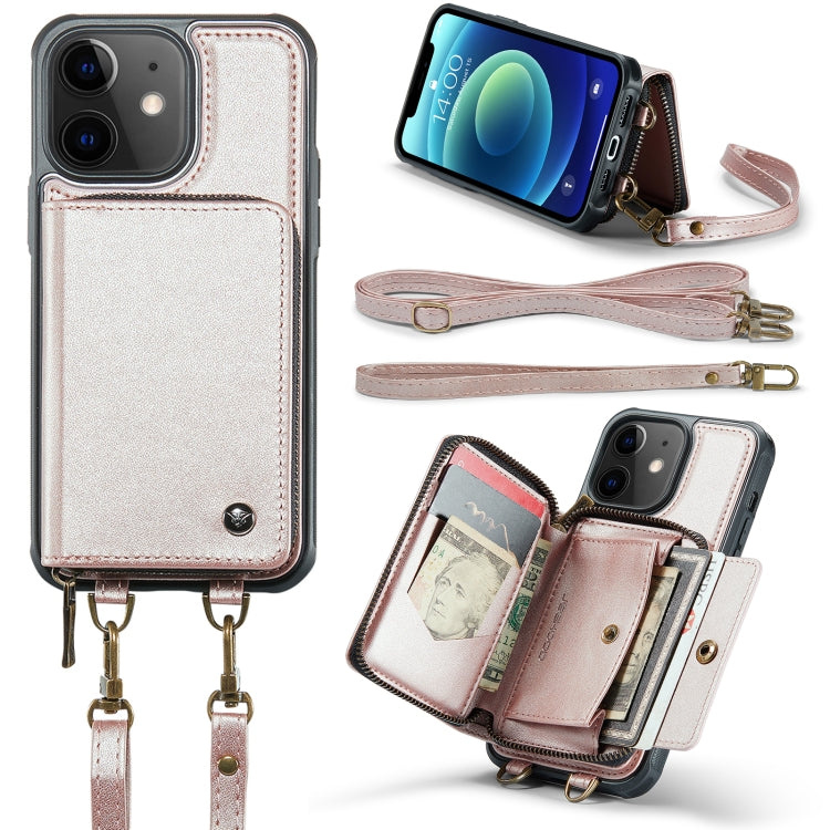 JEEHOOD Custodia per telefono in pelle con cerniera serie C22 con doppio cordino, For iPhone 13, For iPhone 13 Pro, For iPhone 13 Pro Max, For iPhone 12