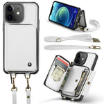 JEEHOOD Custodia per telefono in pelle con cerniera serie C22 con doppio cordino, For iPhone 13, For iPhone 13 Pro, For iPhone 13 Pro Max, For iPhone 12