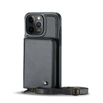 JEEHOOD Custodia per telefono in pelle con cerniera serie C22 con doppio cordino, For iPhone 12 Pro Max, For iPhone 11, For iPhone 11 Pro, For iPhone 11 Pro Max
