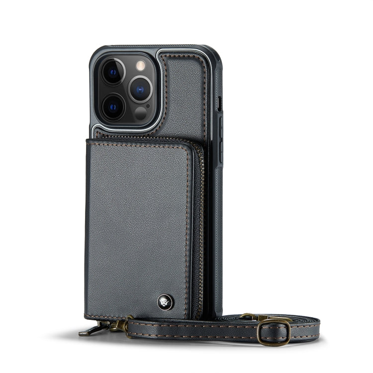 JEEHOOD Custodia per telefono in pelle con cerniera serie C22 con doppio cordino, For iPhone 12 Pro Max, For iPhone 11, For iPhone 11 Pro, For iPhone 11 Pro Max