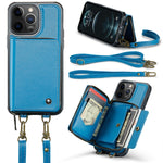 JEEHOOD Custodia per telefono in pelle con cerniera serie C22 con doppio cordino, For iPhone 12 Pro Max, For iPhone 11, For iPhone 11 Pro, For iPhone 11 Pro Max