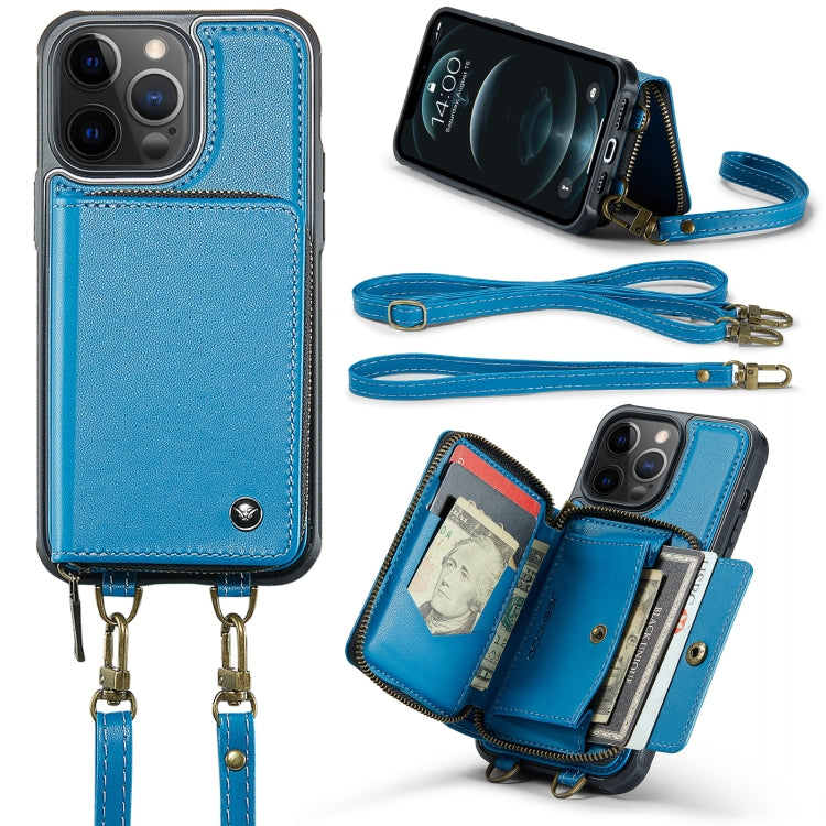 JEEHOOD Custodia per telefono in pelle con cerniera serie C22 con doppio cordino, For iPhone 12 Pro Max, For iPhone 11, For iPhone 11 Pro, For iPhone 11 Pro Max