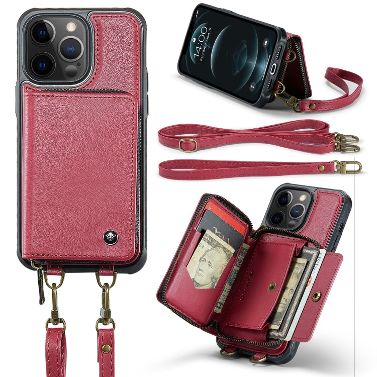 JEEHOOD Custodia per telefono in pelle con cerniera serie C22 con doppio cordino, For iPhone 12 Pro Max, For iPhone 11, For iPhone 11 Pro, For iPhone 11 Pro Max