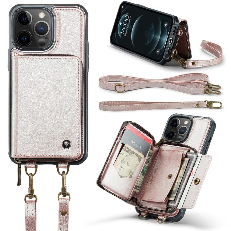 JEEHOOD Custodia per telefono in pelle con cerniera serie C22 con doppio cordino, For iPhone 12 Pro Max, For iPhone 11, For iPhone 11 Pro, For iPhone 11 Pro Max