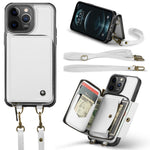 JEEHOOD Custodia per telefono in pelle con cerniera serie C22 con doppio cordino, For iPhone 12 Pro Max, For iPhone 11, For iPhone 11 Pro, For iPhone 11 Pro Max