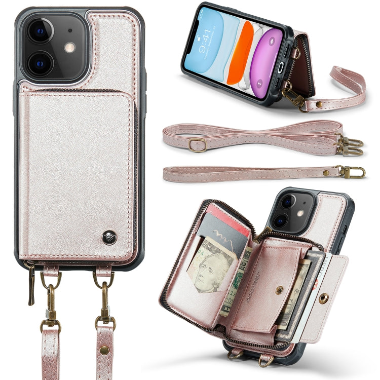 JEEHOOD Custodia per telefono in pelle con cerniera serie C22 con doppio cordino, For iPhone 12 Pro Max, For iPhone 11, For iPhone 11 Pro, For iPhone 11 Pro Max