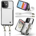 JEEHOOD Custodia per telefono in pelle con cerniera serie C22 con doppio cordino, For iPhone 12 Pro Max, For iPhone 11, For iPhone 11 Pro, For iPhone 11 Pro Max