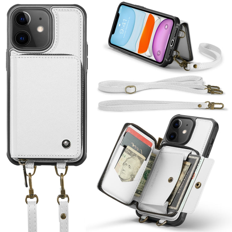 JEEHOOD Custodia per telefono in pelle con cerniera serie C22 con doppio cordino, For iPhone 12 Pro Max, For iPhone 11, For iPhone 11 Pro, For iPhone 11 Pro Max