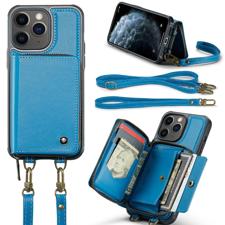 JEEHOOD Custodia per telefono in pelle con cerniera serie C22 con doppio cordino, For iPhone 12 Pro Max, For iPhone 11, For iPhone 11 Pro, For iPhone 11 Pro Max