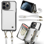 JEEHOOD Custodia per telefono in pelle con cerniera serie C22 con doppio cordino, For iPhone 12 Pro Max, For iPhone 11, For iPhone 11 Pro, For iPhone 11 Pro Max