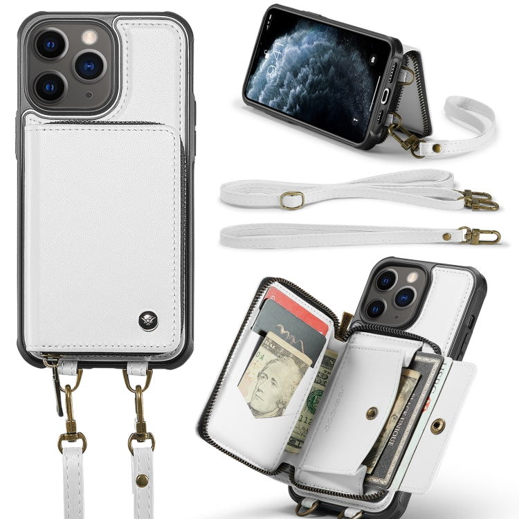 JEEHOOD Custodia per telefono in pelle con cerniera serie C22 con doppio cordino, For iPhone 12 Pro Max, For iPhone 11, For iPhone 11 Pro, For iPhone 11 Pro Max