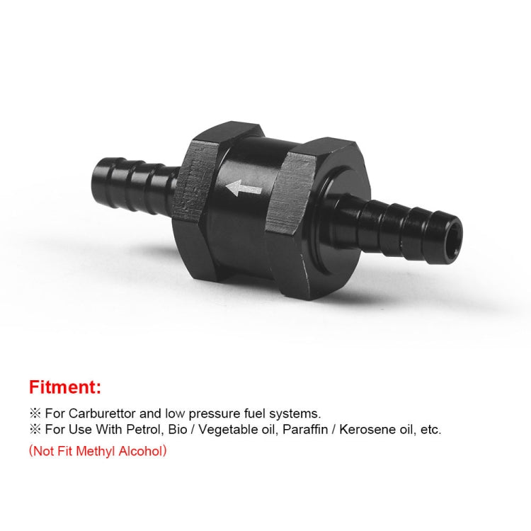 Valvola di ritegno unidirezionale per carburante in lega di alluminio per auto, 6mm Black, 8mm Black, 10mm Black, 12mm Black