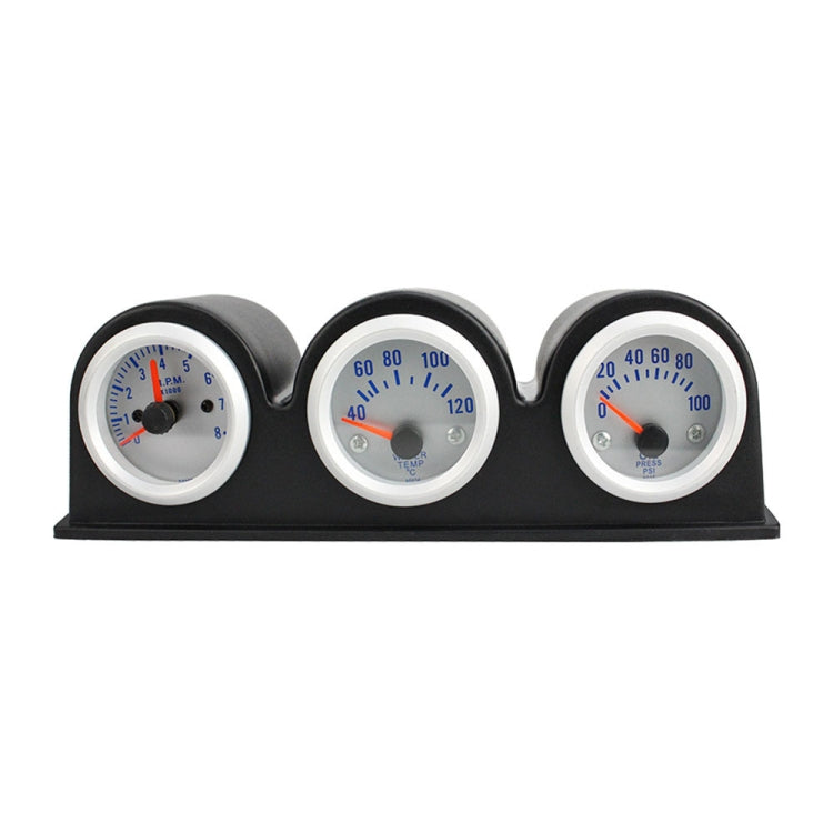 Contagiri combinato per auto da 52 mm 3 in 1 12V + indicatore temperatura acqua + indicatore pressione olio con staffa, Tachometer + Water Temp Gauge + Oil Press Gauge