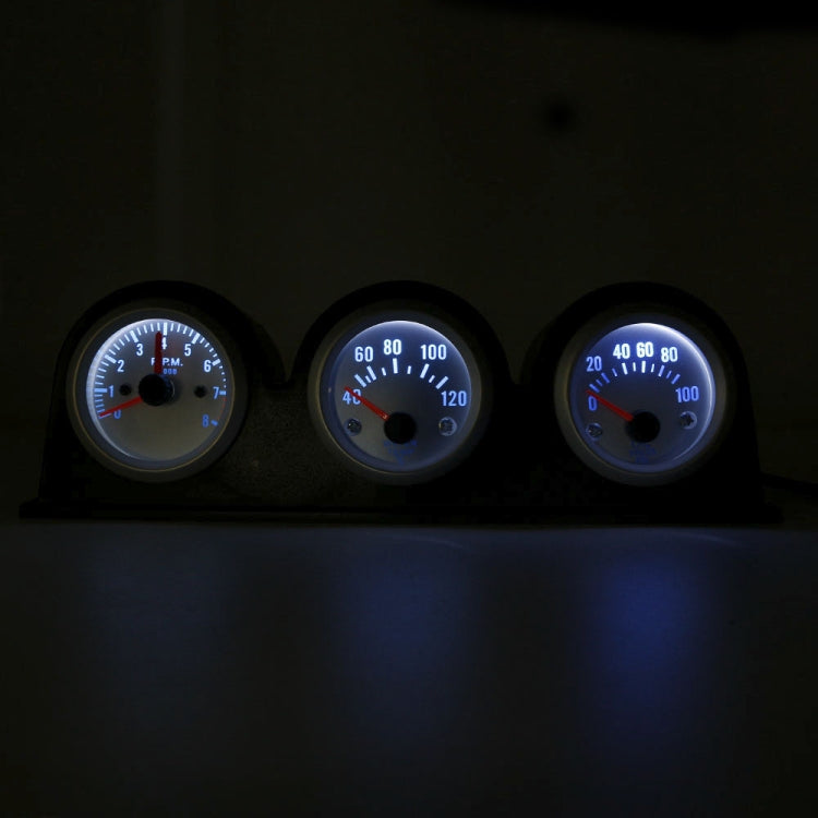 Contagiri combinato per auto da 52 mm 3 in 1 12V + indicatore temperatura acqua + indicatore pressione olio con staffa, Tachometer + Water Temp Gauge + Oil Press Gauge