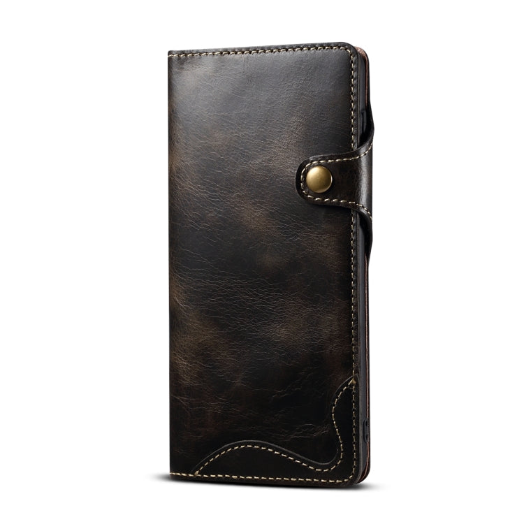 Custodia in pelle bovina con bottone magnetico per Samsung Galaxy