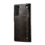 Custodia in pelle bovina con bottone magnetico per Samsung Galaxy