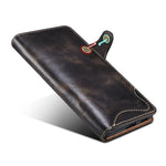 Custodia in pelle bovina con bottone magnetico per Samsung Galaxy
