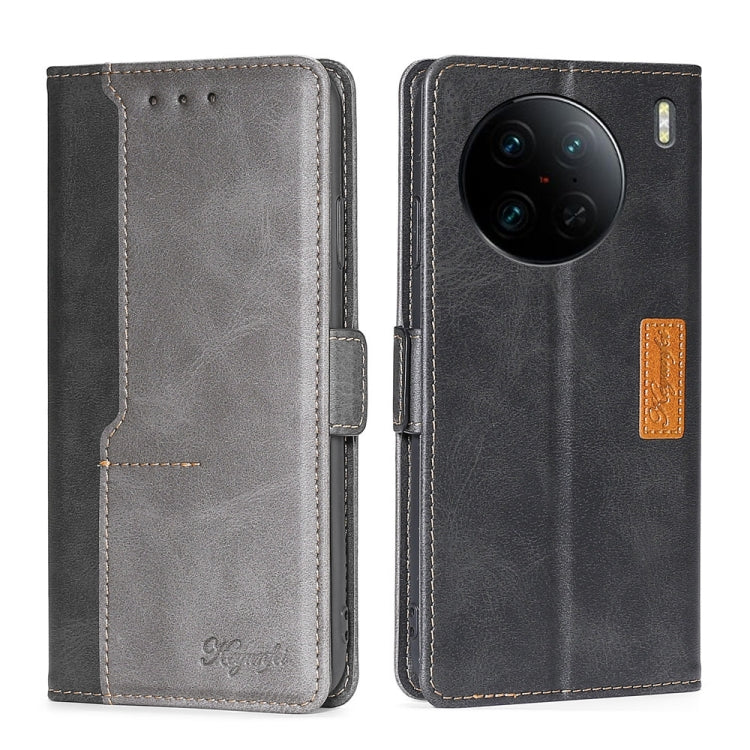 Custodia per telefono in pelle con fibbia laterale a contrasto di colore, For vivo X90 Pro 5G