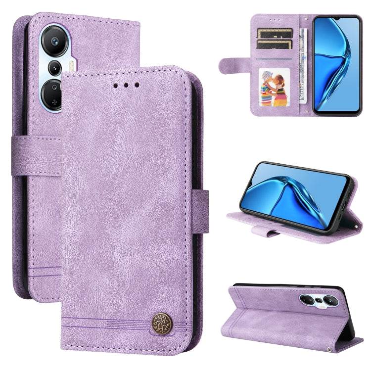 Custodia per telefono in pelle con bottone in metallo con albero della vita Skin Feel, For Infinix Hot 20 4G, For Infinix Hot 20s, For Infinix Note 12 / G96