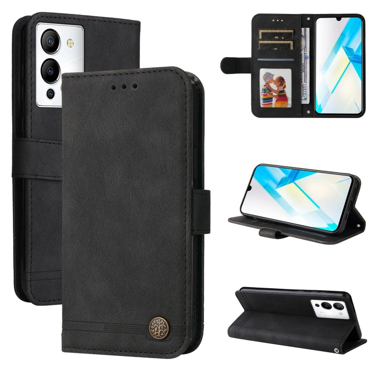 Custodia per telefono in pelle con bottone in metallo con albero della vita Skin Feel, For Infinix Hot 20 4G, For Infinix Hot 20s, For Infinix Note 12 / G96