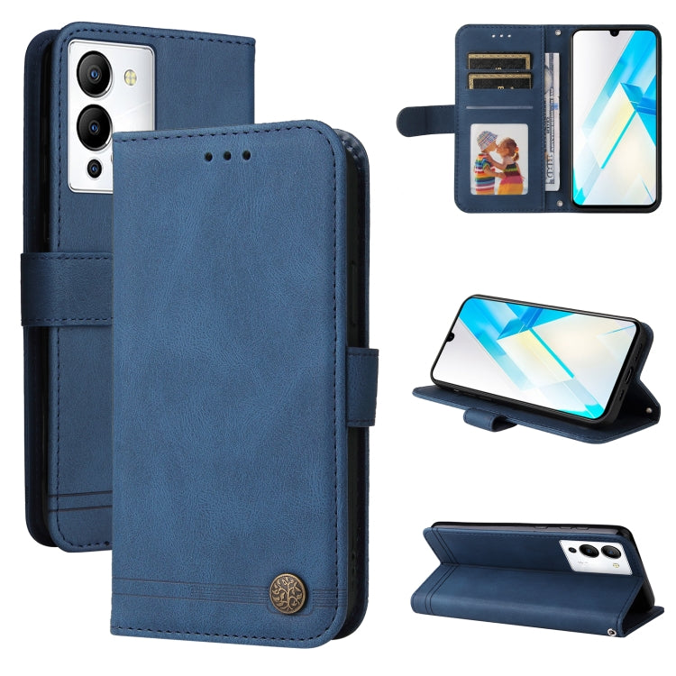 Custodia per telefono in pelle con bottone in metallo con albero della vita Skin Feel, For Infinix Hot 20 4G, For Infinix Hot 20s, For Infinix Note 12 / G96