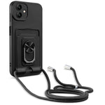 Custodia per telefono in TPU con porta carte con cavalletto ad anello con cordino, For Samsung Galaxy A04 / M13 5G, For Xiaomi Redmi A1+