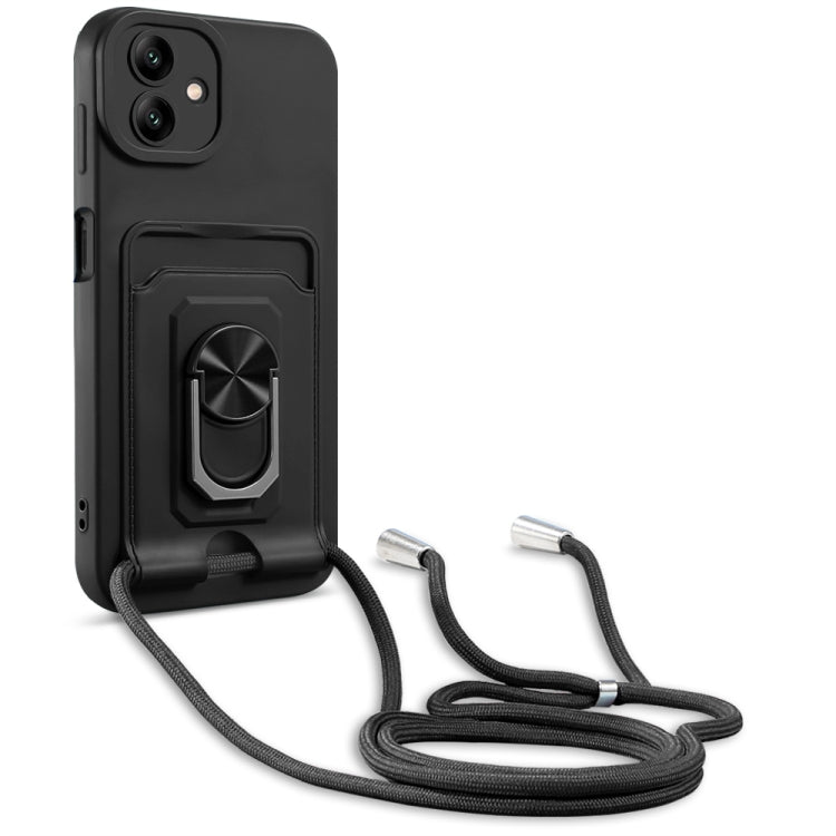 Custodia per telefono in TPU con porta carte con cavalletto ad anello con cordino, For Samsung Galaxy A04 / M13 5G, For Xiaomi Redmi A1+