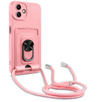 Custodia per telefono in TPU con porta carte con cavalletto ad anello con cordino, For Samsung Galaxy A04 / M13 5G, For Xiaomi Redmi A1+