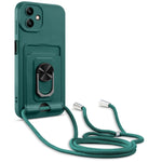 Custodia per telefono in TPU con porta carte con cavalletto ad anello con cordino, For Samsung Galaxy A04 / M13 5G, For Xiaomi Redmi A1+