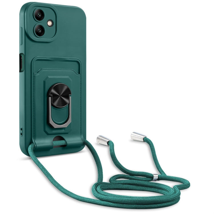 Custodia per telefono in TPU con porta carte con cavalletto ad anello con cordino, For Samsung Galaxy A04 / M13 5G, For Xiaomi Redmi A1+