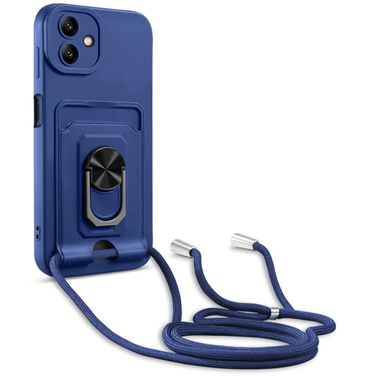 Custodia per telefono in TPU con porta carte con cavalletto ad anello con cordino, For Samsung Galaxy A04 / M13 5G, For Xiaomi Redmi A1+
