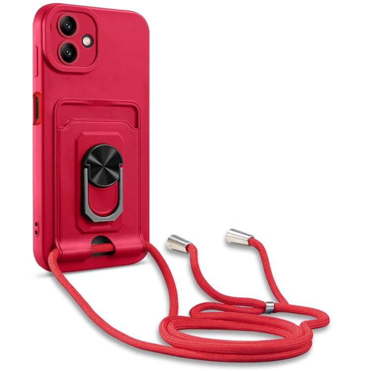 Custodia per telefono in TPU con porta carte con cavalletto ad anello con cordino, For Samsung Galaxy A04 / M13 5G, For Xiaomi Redmi A1+