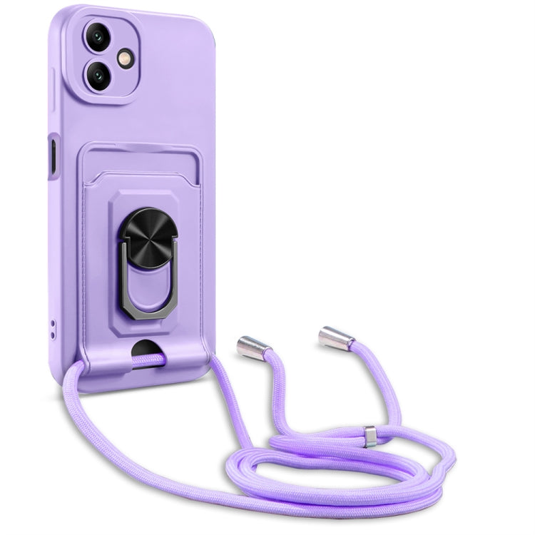 Custodia per telefono in TPU con porta carte con cavalletto ad anello con cordino, For Samsung Galaxy A04 / M13 5G, For Xiaomi Redmi A1+