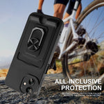 Custodia per telefono in TPU con porta carte con cavalletto ad anello con cordino, For Samsung Galaxy A04 / M13 5G, For Xiaomi Redmi A1+