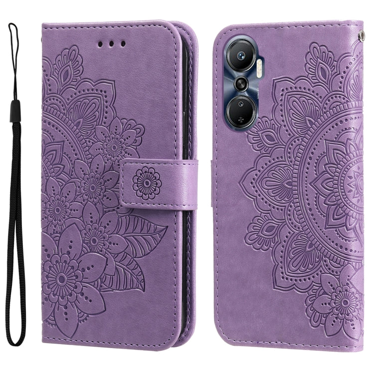Custodia per telefono in pelle goffrata con fiori a 7 petali, For Infinix Hot 20 4G, For Infinix Hot 20s, For Infinix Note 12 / G96
