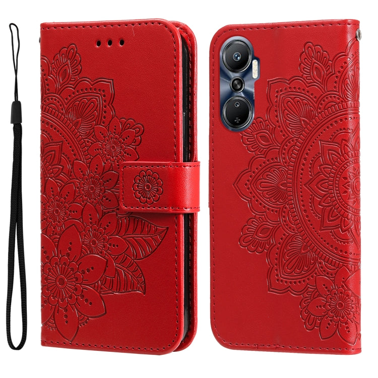 Custodia per telefono in pelle goffrata con fiori a 7 petali, For Infinix Hot 20 4G, For Infinix Hot 20s, For Infinix Note 12 / G96
