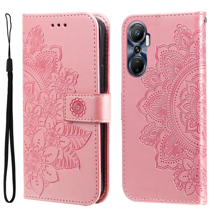 Custodia per telefono in pelle goffrata con fiori a 7 petali, For Infinix Hot 20 4G, For Infinix Hot 20s, For Infinix Note 12 / G96