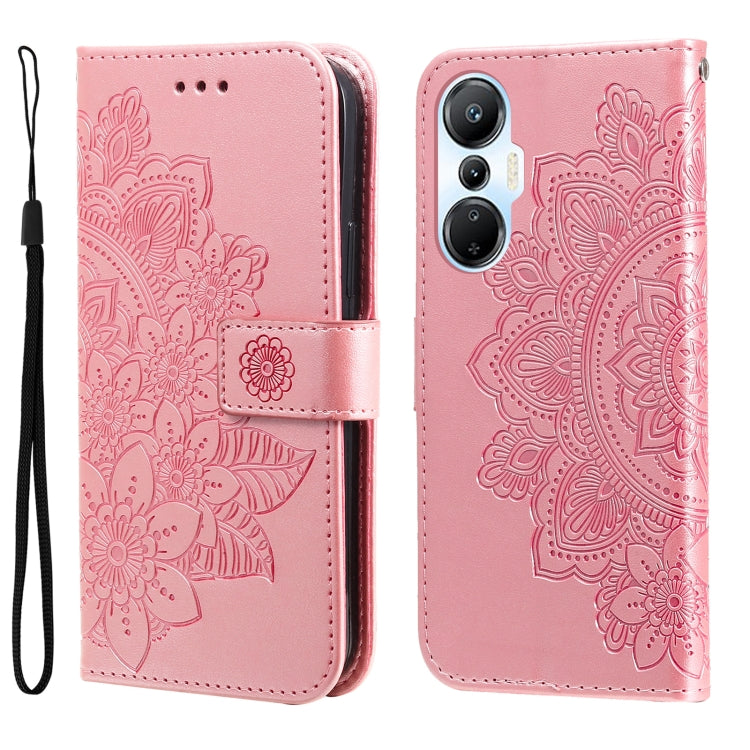 Custodia per telefono in pelle goffrata con fiori a 7 petali, For Infinix Hot 20 4G, For Infinix Hot 20s, For Infinix Note 12 / G96