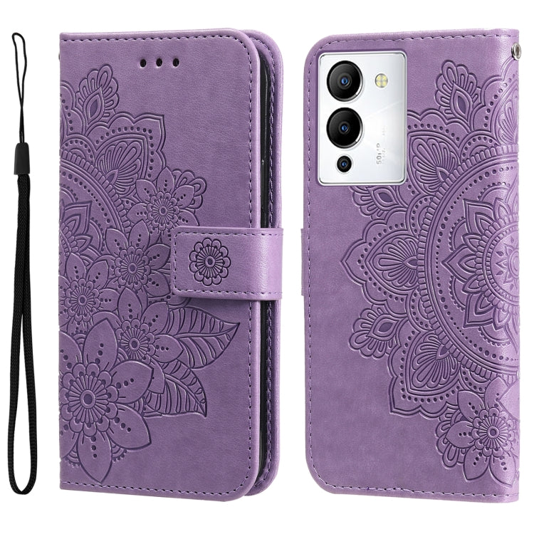 Custodia per telefono in pelle goffrata con fiori a 7 petali, For Infinix Hot 20 4G, For Infinix Hot 20s, For Infinix Note 12 / G96