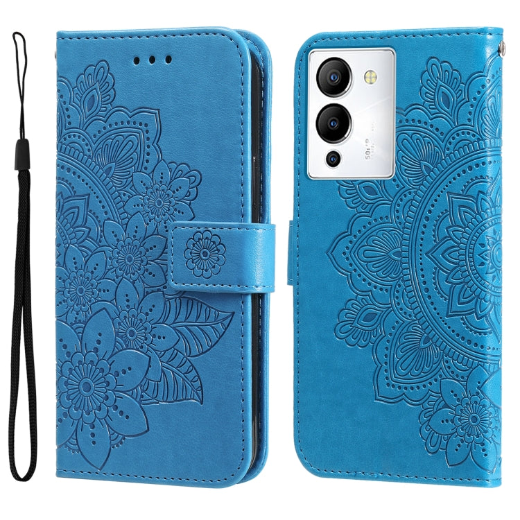 Custodia per telefono in pelle goffrata con fiori a 7 petali, For Infinix Hot 20 4G, For Infinix Hot 20s, For Infinix Note 12 / G96