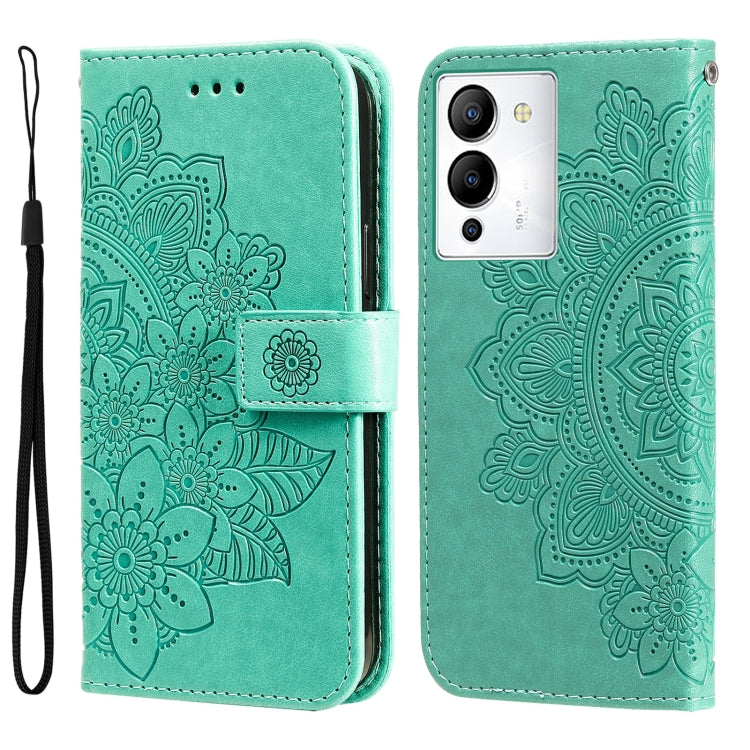 Custodia per telefono in pelle goffrata con fiori a 7 petali, For Infinix Hot 20 4G, For Infinix Hot 20s, For Infinix Note 12 / G96