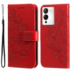 Custodia per telefono in pelle goffrata con fiori a 7 petali, For Infinix Hot 20 4G, For Infinix Hot 20s, For Infinix Note 12 / G96