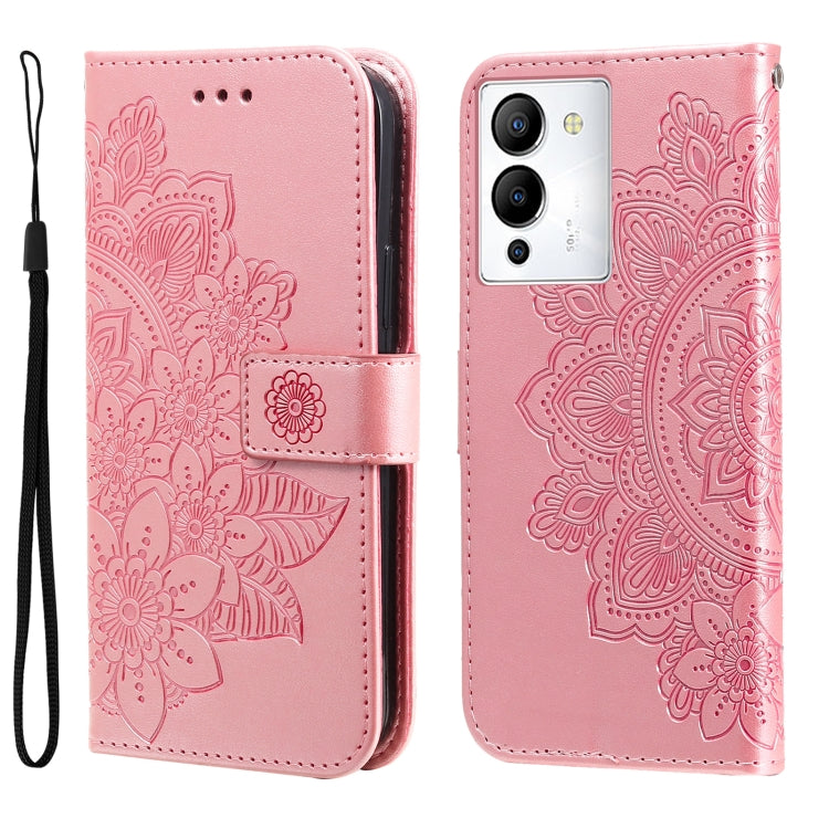 Custodia per telefono in pelle goffrata con fiori a 7 petali, For Infinix Hot 20 4G, For Infinix Hot 20s, For Infinix Note 12 / G96